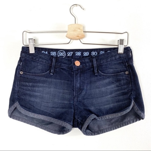 NWOT Earnest Sewn Denim Shorts Dark Indigo - Picture 2 of 8